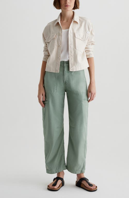 Ag Hazal Ankle Barrel Utility Twill Pants In Sulfur Matcha Latte