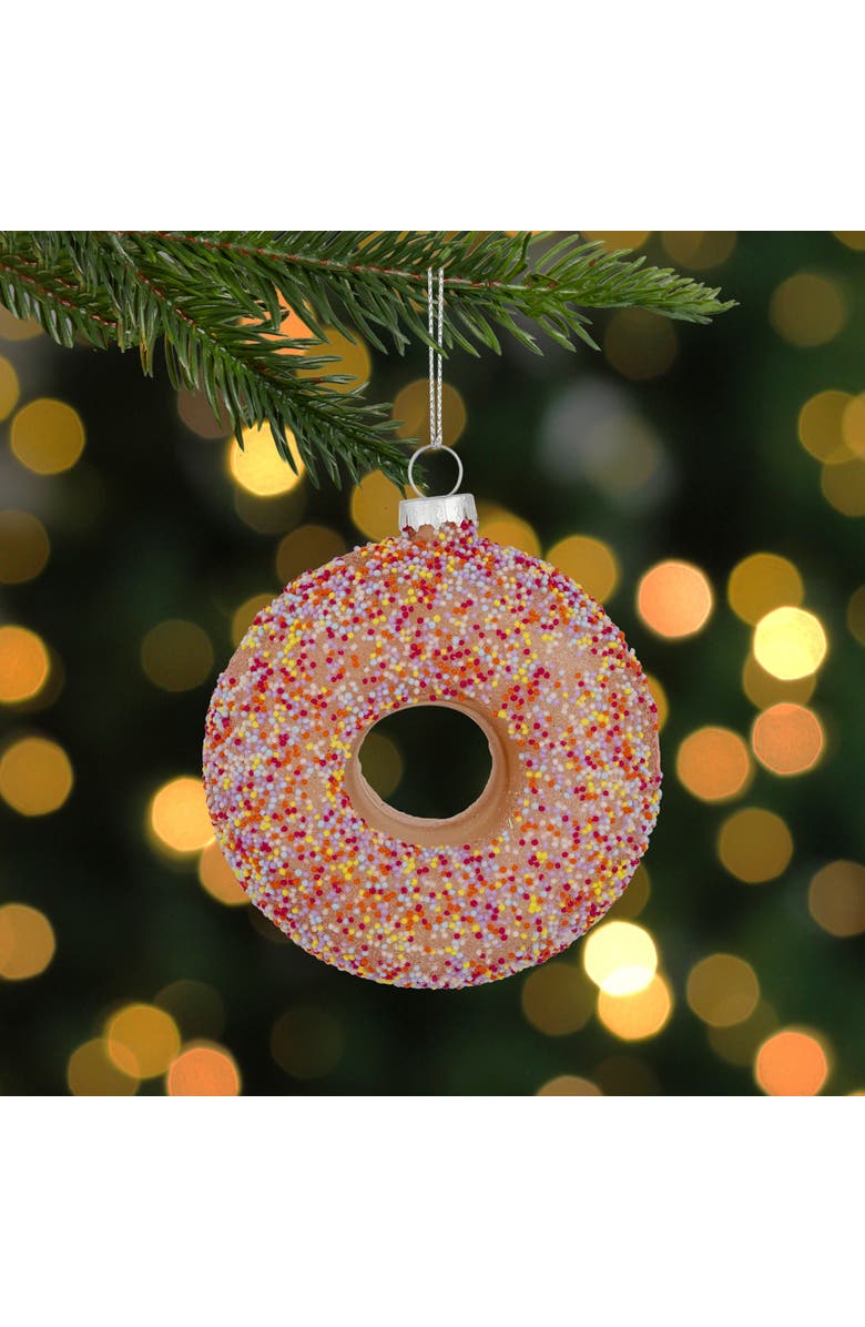 Northlight 4.75" Pink Frosted Doughnut Glass Christmas Ornament, Alternate, color, 