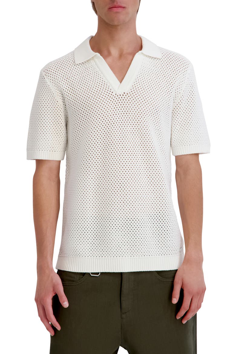 Open Knit Polo Sweater, Main, color, WHITE