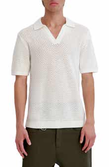 Open Knit Polo Sweater