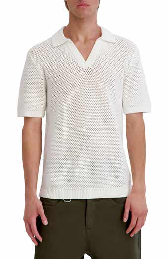 Open Knit Polo Sweater