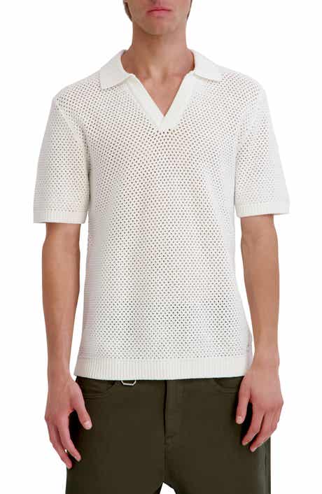 Open Knit Polo Sweater