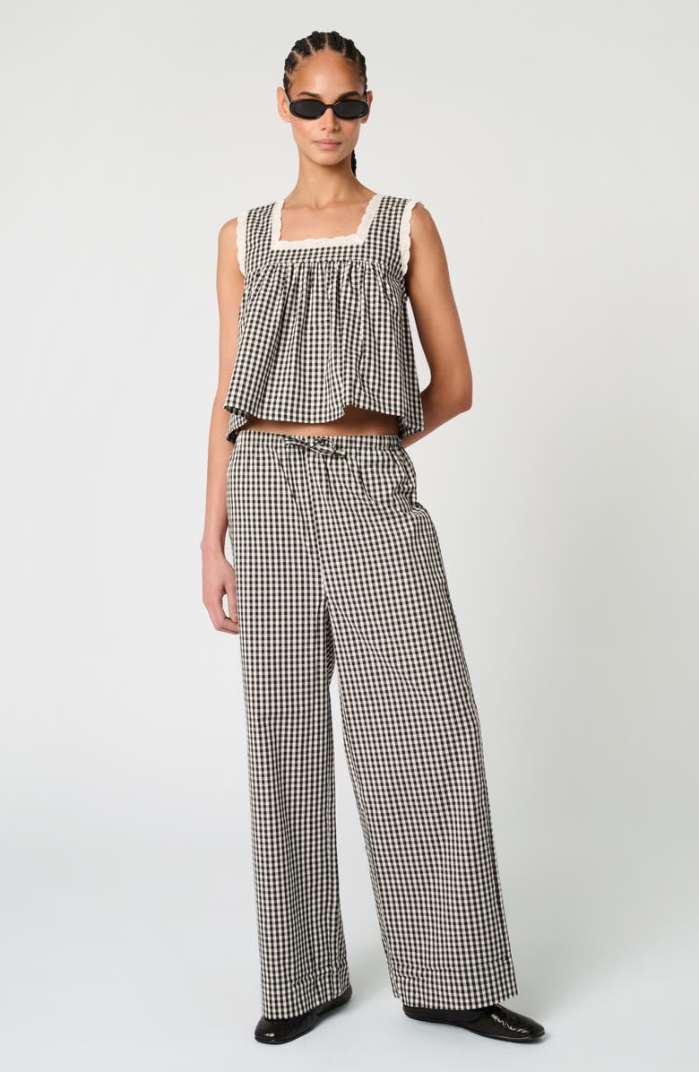 WeWoreWhat Check Tie Waist Wide Leg Pants, Alternate, color, Black Multi