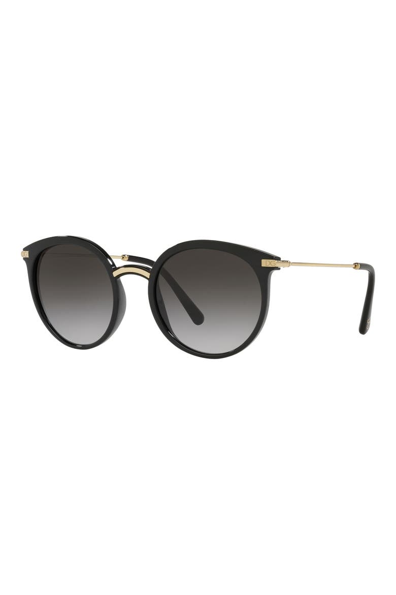 Phantos 52mm Gradient Round Sunglasses, Alternate, color, BLACK/ GREY GRADIENT