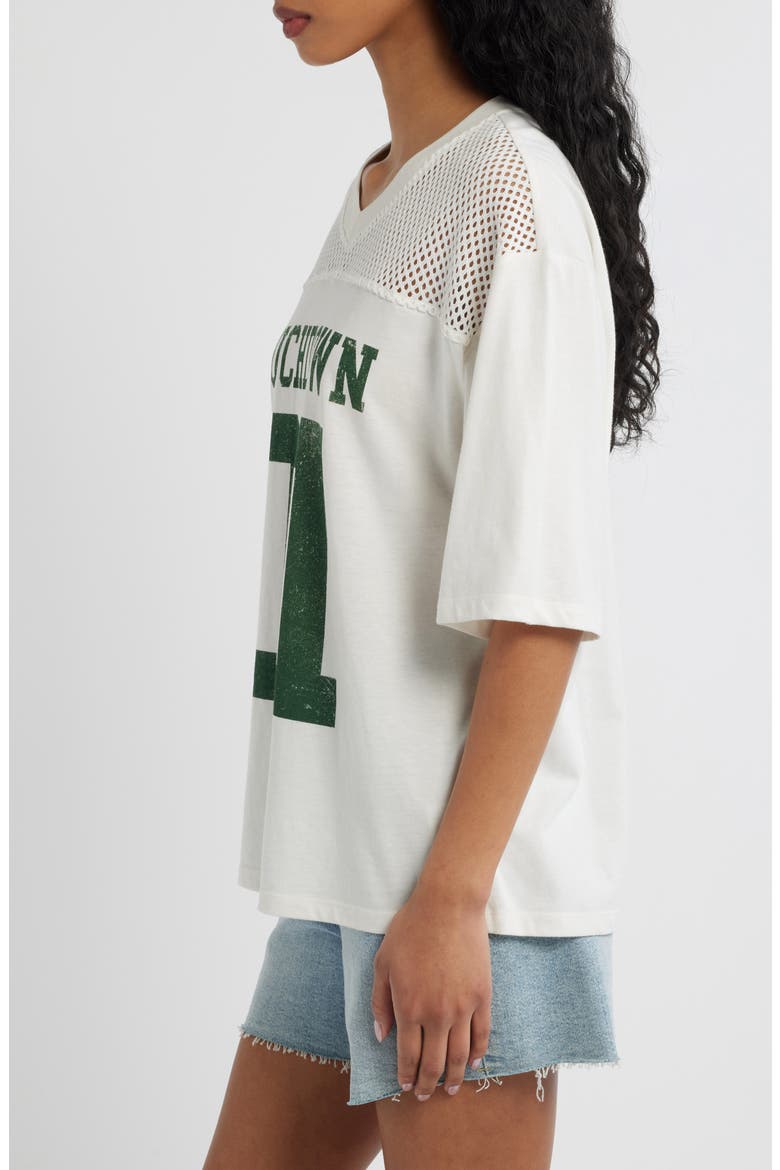 Mesh Yoke Fleece Graphic T-Shirt, Alternate, color, MARSHMALLOW