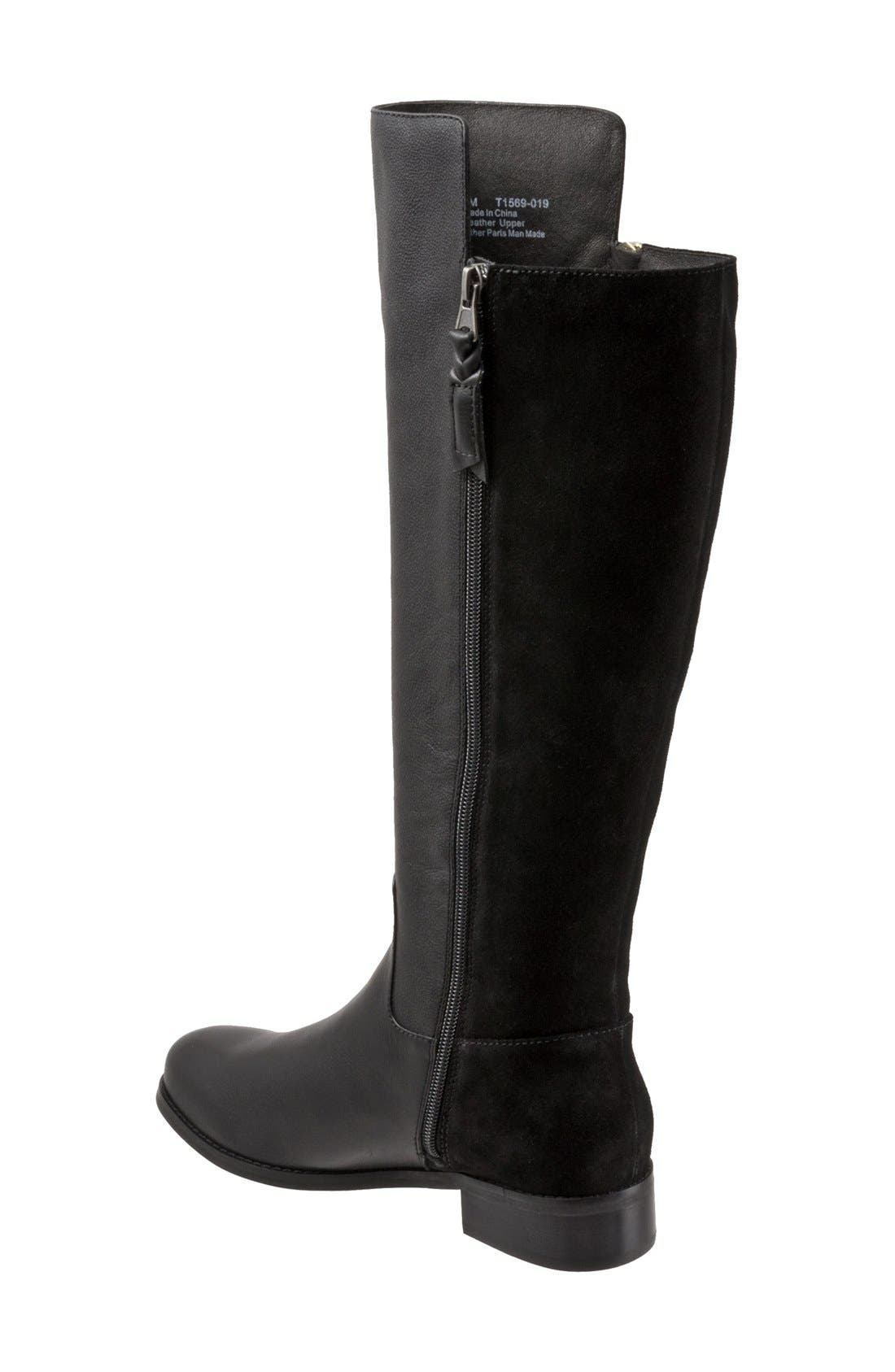 'Larule' Tall Boot, Alternate, color, BLACK LEATHER/ SUEDE WIDE CALF