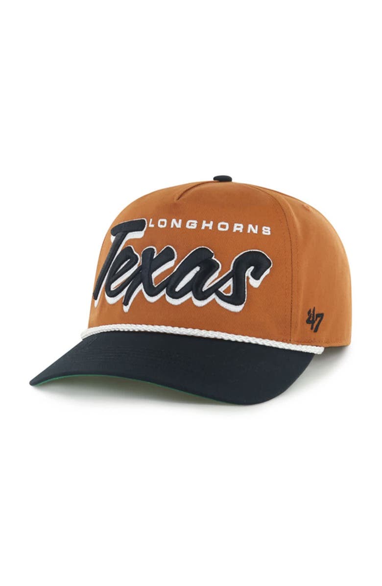 '47 Men's '47 Texas Orange Texas Longhorns Dropshadow Rope Hitch Adjustable Hat, Alternate, color, 