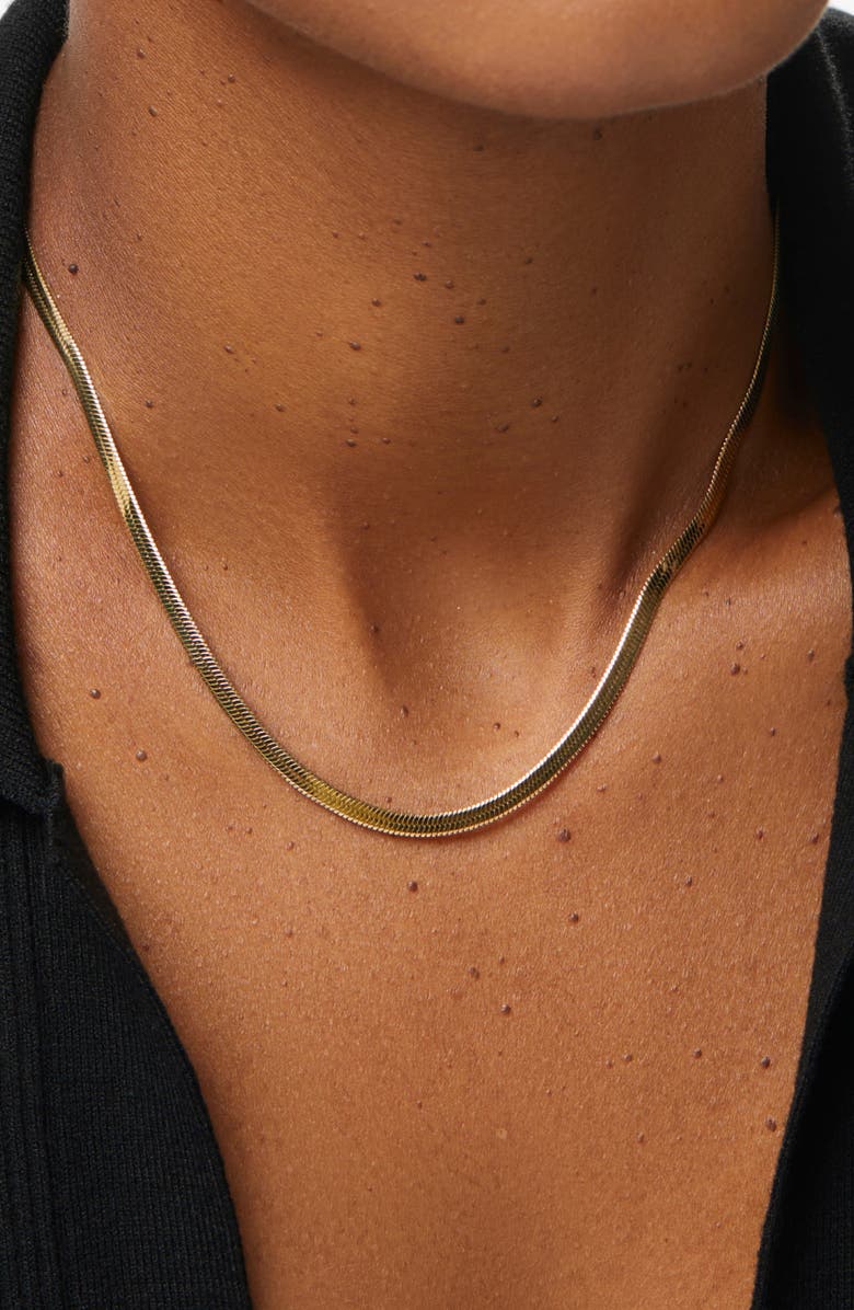 Ana Luisa Herringbone Chain Necklace, Alternate, color, Gold