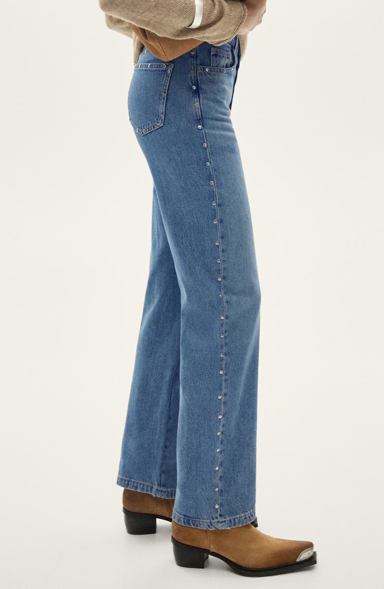 MANGO Billie Stud Straight Leg Jeans, Alternate, color, 