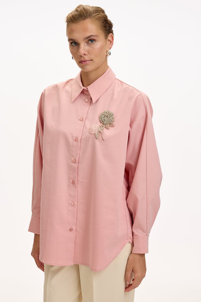 Jaelyn Embellished Long Sleeve Shirt, Alternate, color, LIGHT PINK