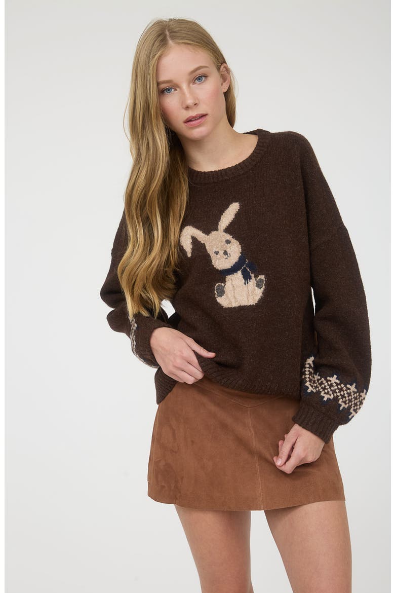 Bunny Sweater, Alternate, color, BROWN