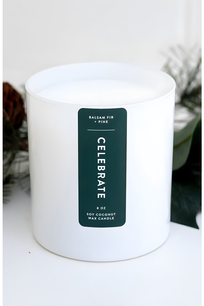 Celebrate Balsam Fir Pine Christmas Tree Coconut Soy Candle, Alternate, color, Balsam Fir + Pine
