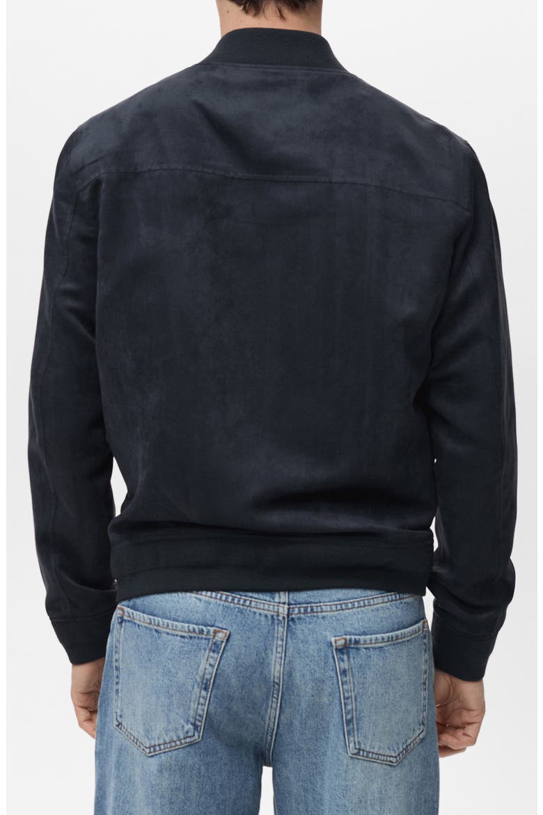 Faux Suede Bomber Jacket, Alternate, color, NIGHT BLUE