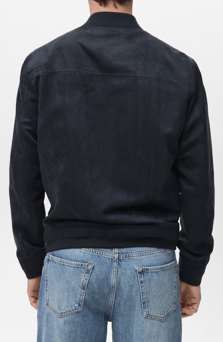 MANGO Faux Suede Bomber Jacket, Alternate, color, Night Blue