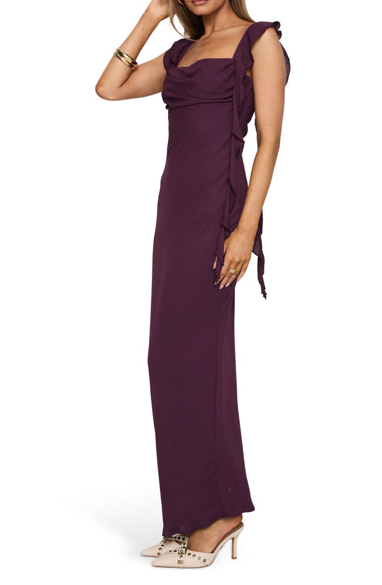Princess Polly Lanai Ruffle Sleeveless Maxi Dress, Alternate, color, Plum