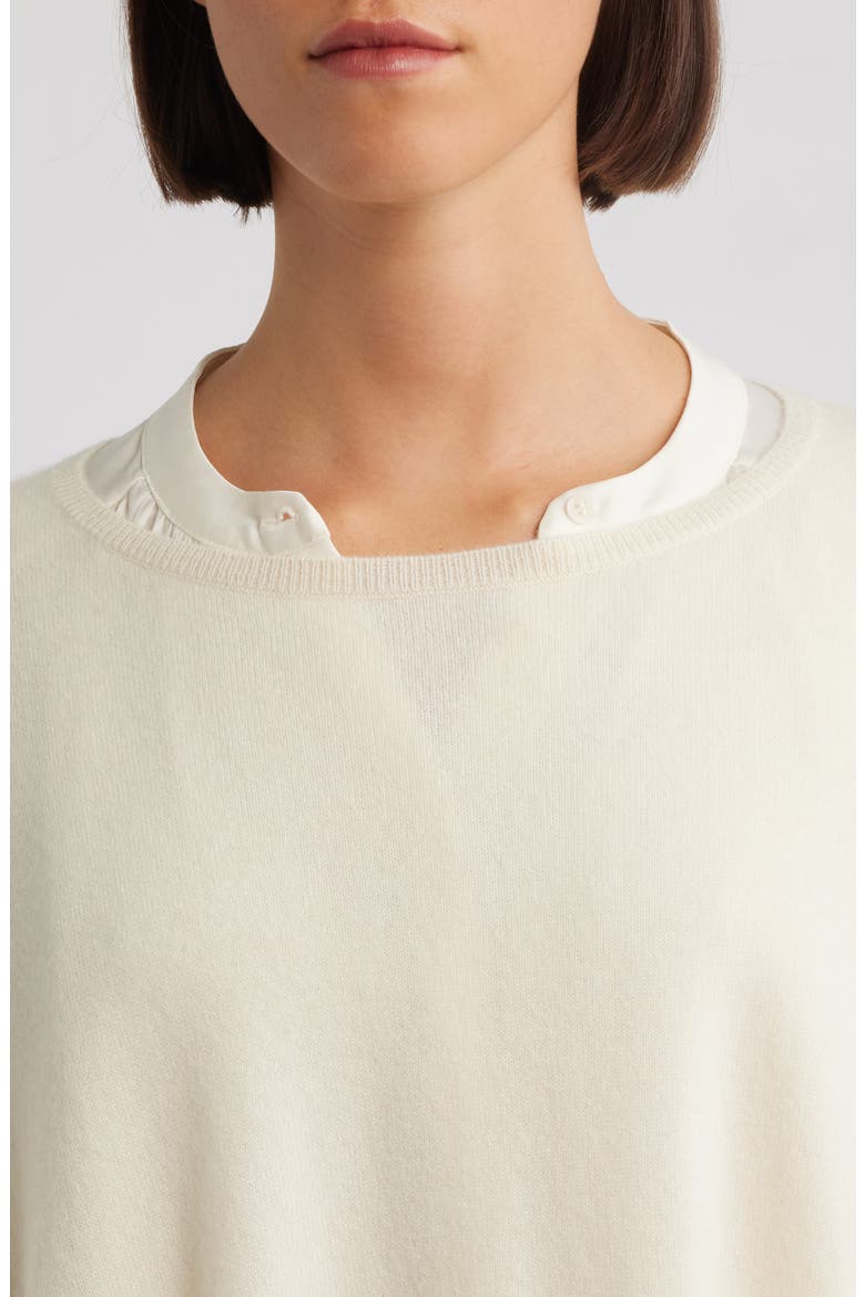 Boat Neck Silk & Cashmere Poncho, Alternate, color, 100WHT