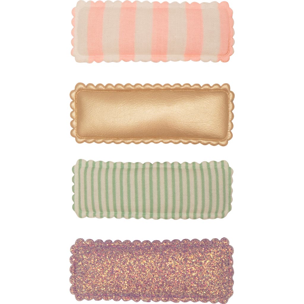Mimi & Lula Kids' Set Of 4 Assorted Rectangular Hair Clips In Gold