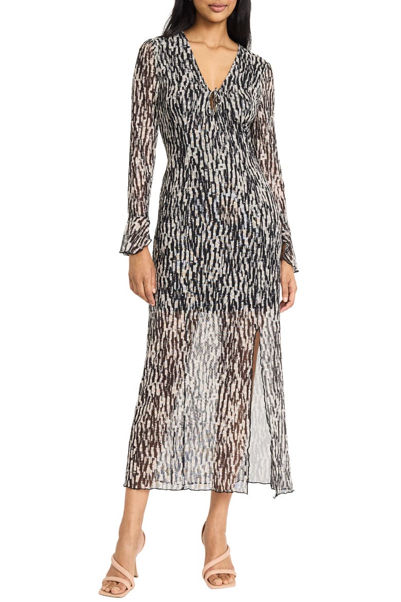 Long Sleeve Midi Sheath Dress, Main, color, CREAM/ BLACK