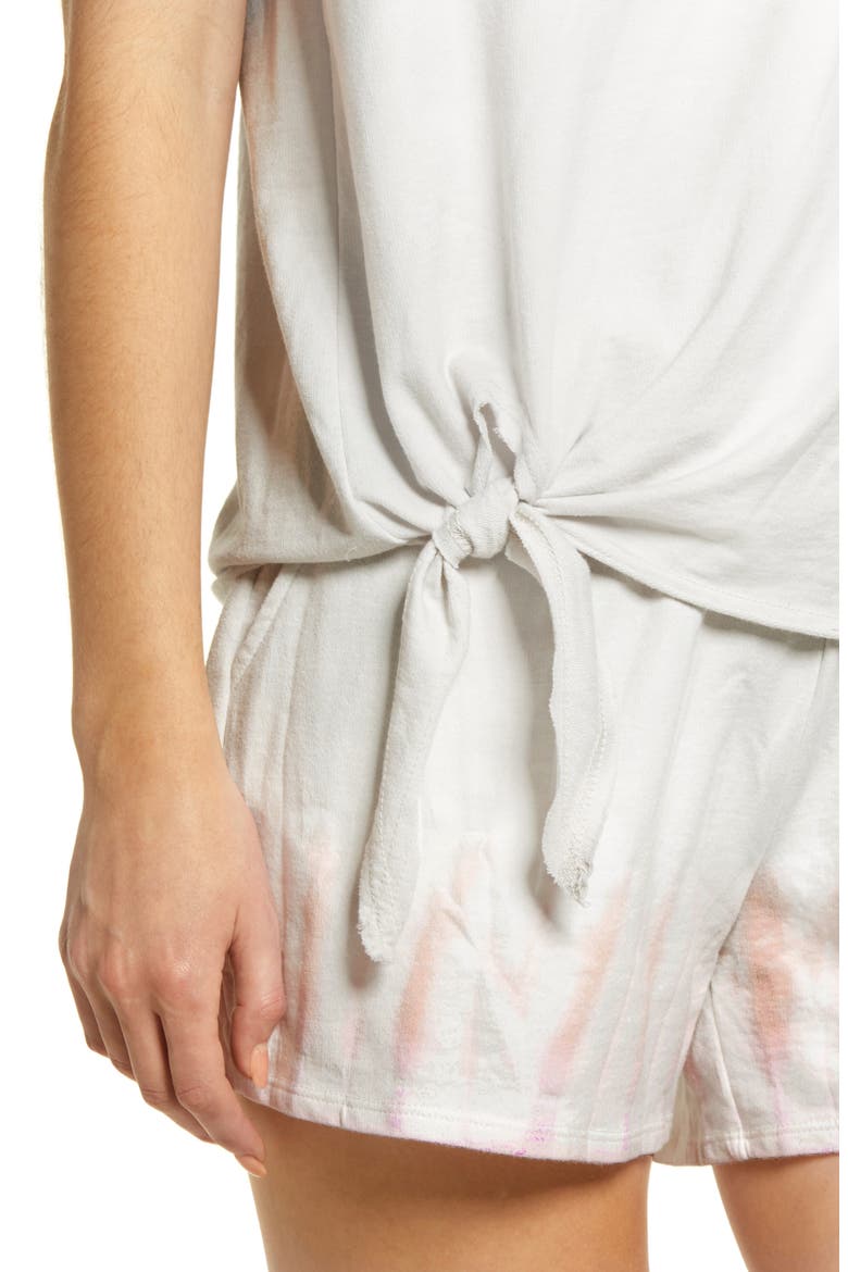 French Terry Side Tie T-Shirt, Alternate, color, LILAC/ GREY