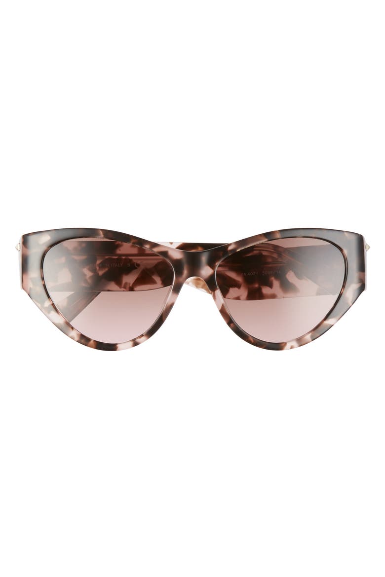 55mm Rockstud Cat Eye Sunglasses, Alternate, color, HAVANA/ BROWN PINK GRAD
