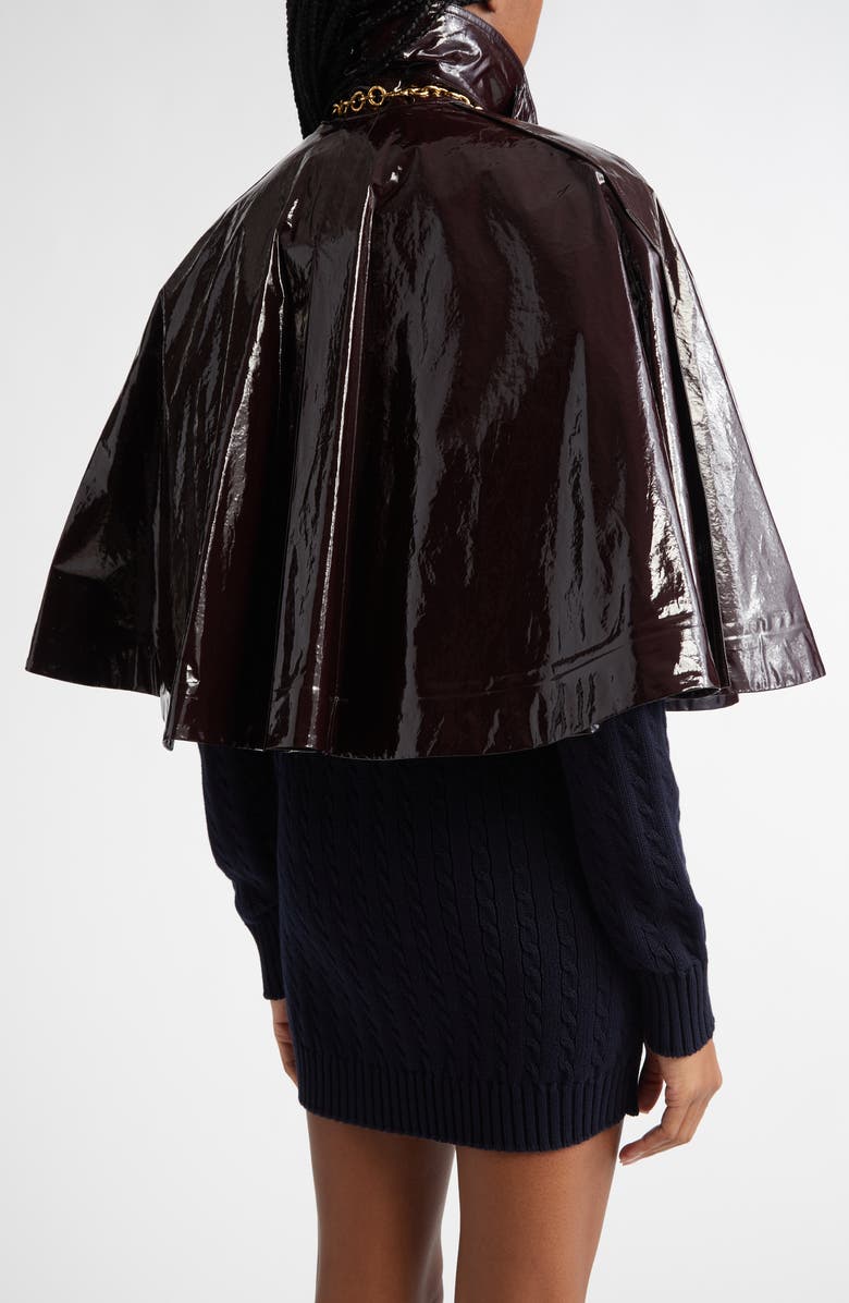 Chloé Lacquered Shiny Cotton Cape, Alternate, color, Obscure Brown