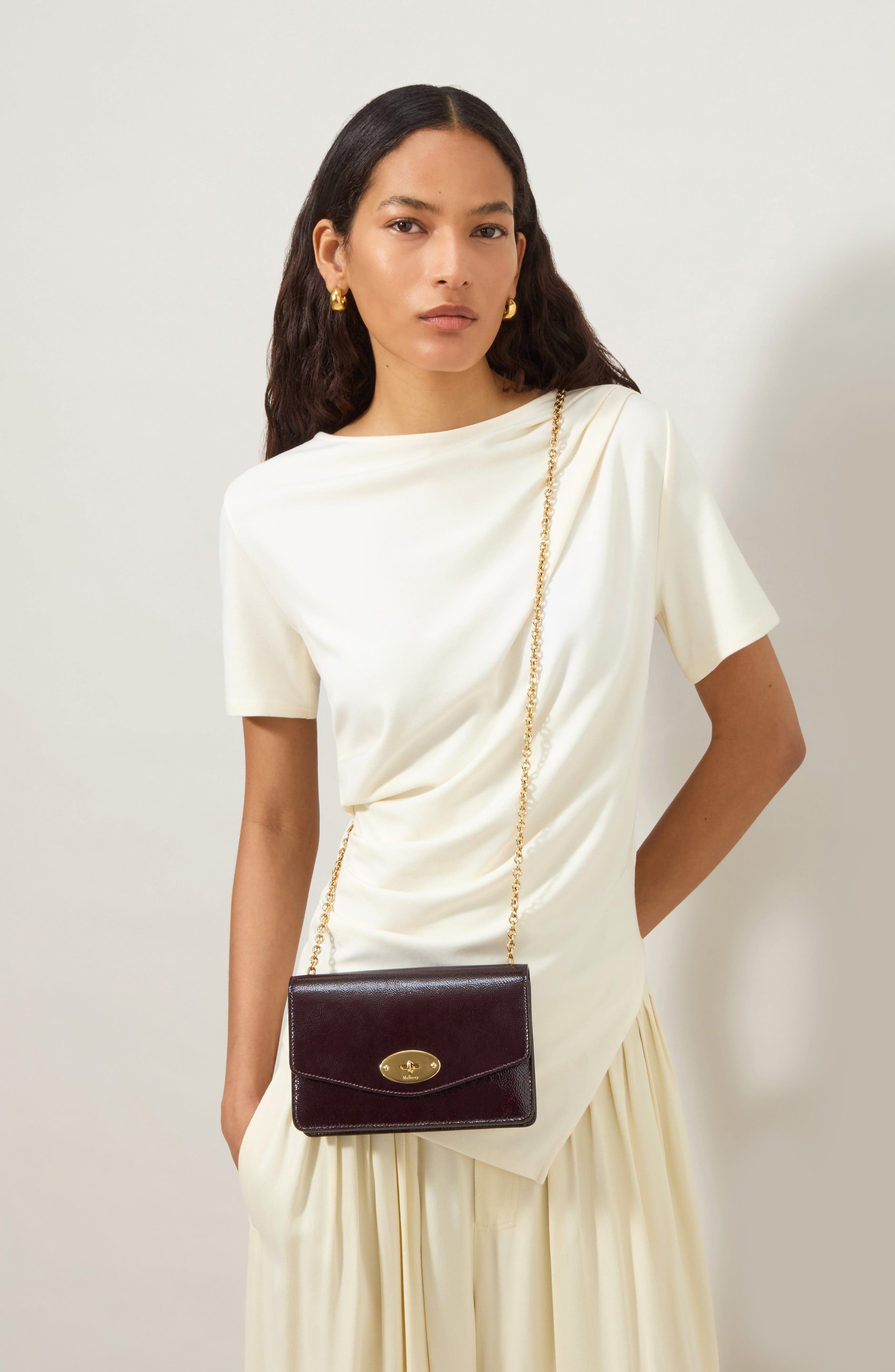Mulberry Small Darley Patent Leather Crossbody Bag, Alternate, color, Deep Aubergine