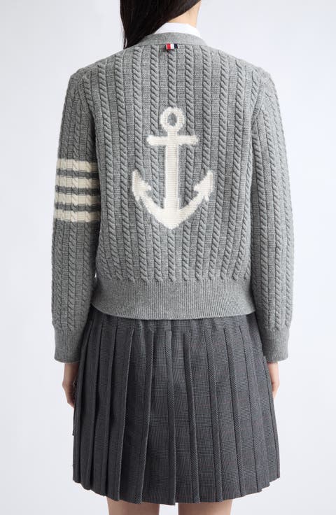Anchor Intarsia Cable Knit Cardigan