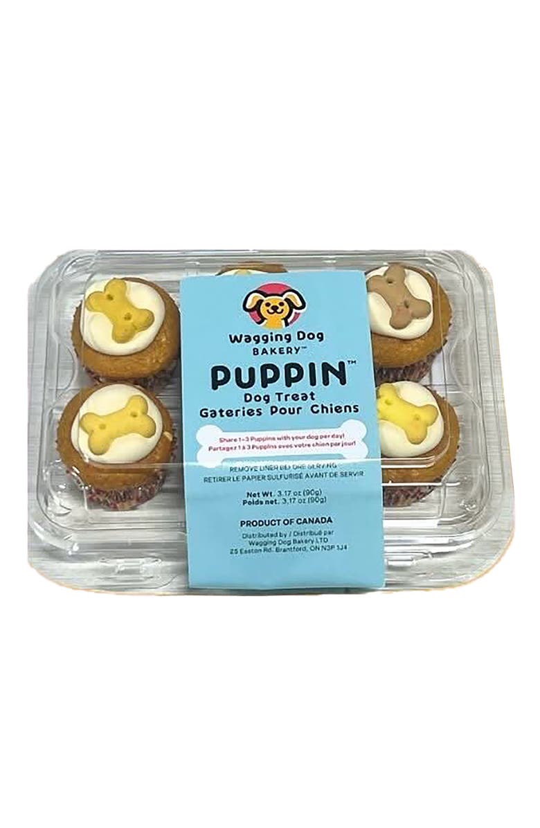 Wagging Dog Bakery Puppin Mini Cupcake Dog Treat, 6 Pack, Pet Reward, Main, color, Brown