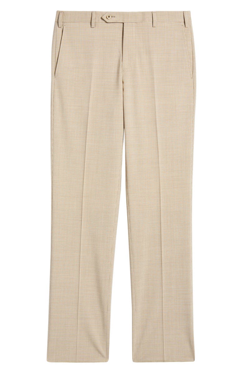 Zanella Devon Flat Front Plaid Wool Dress Pants, Main, color, Khaki