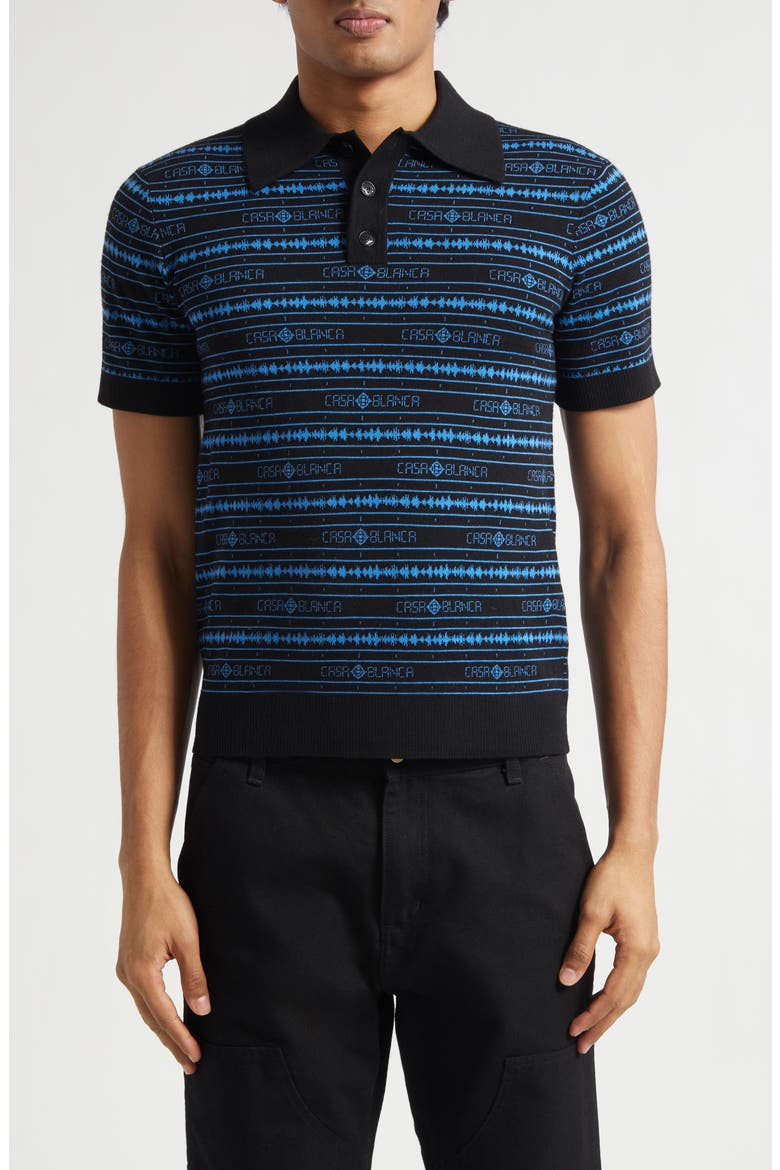 Sound Wave Logo Jacquard Wool Polo, Main, color, SOUND WAVE