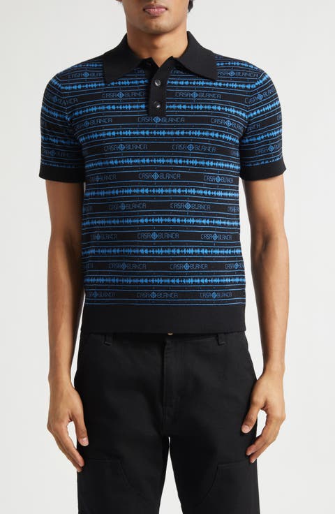 Sound Wave Logo Jacquard Wool Polo