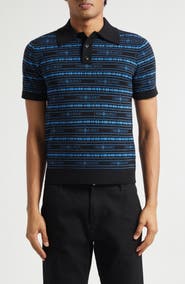 Casablanca Sound Wave Logo Jacquard Wool Polo