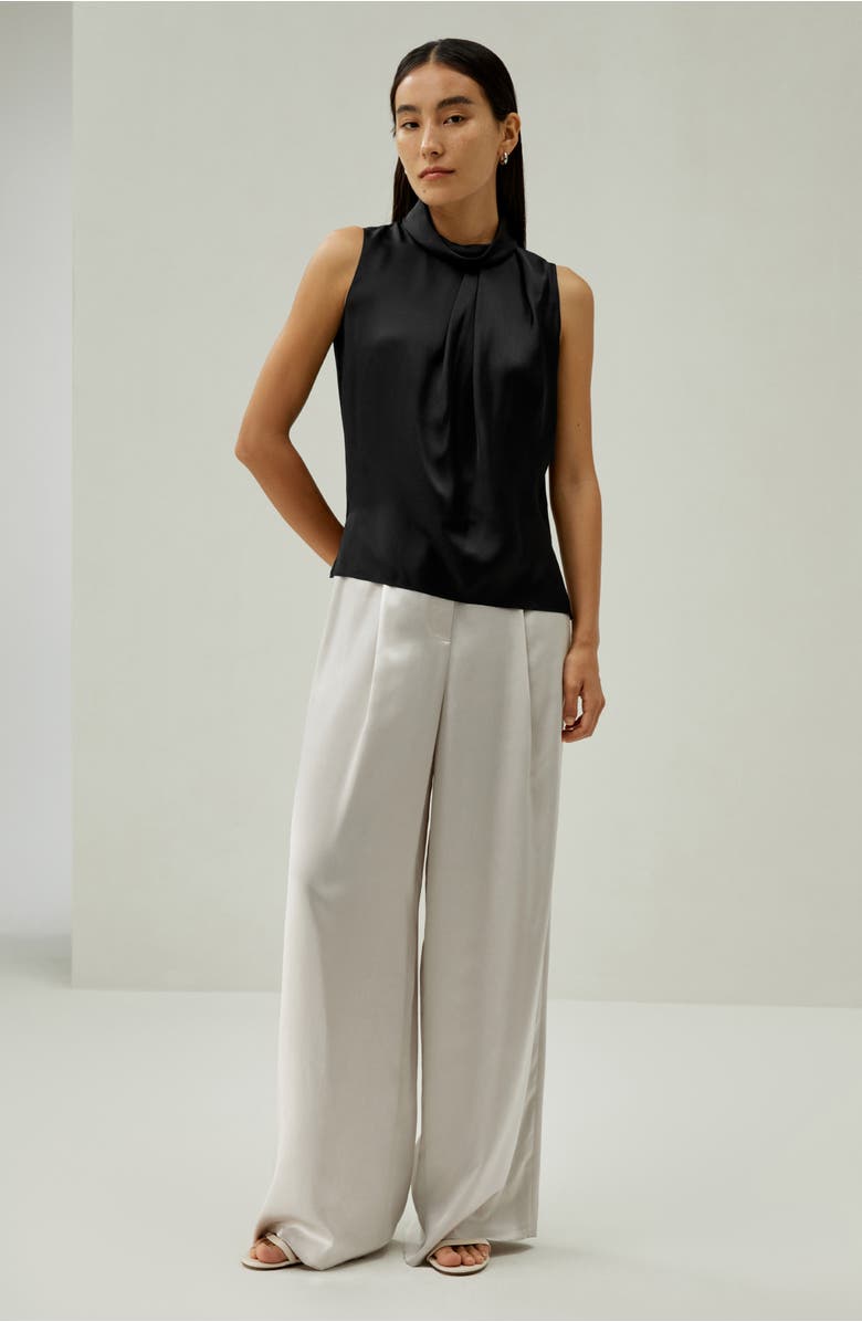 Lilysilk Asymmetrical Sleeveless Cowl Neck Top, Alternate, color, Black