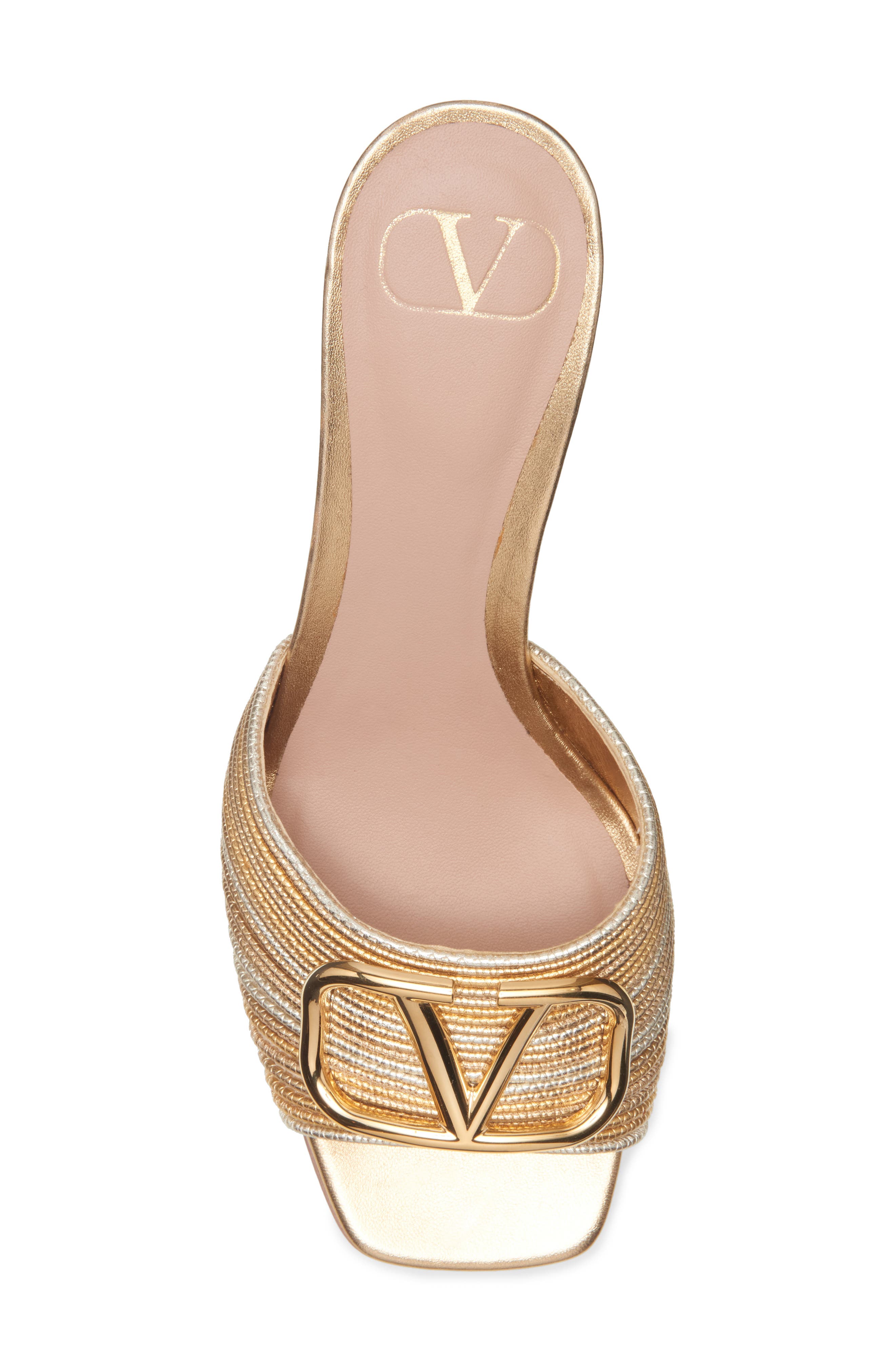 Valentino Garavani VLOGO Signature Metallic Slide Sandal, Alternate, color, Gold