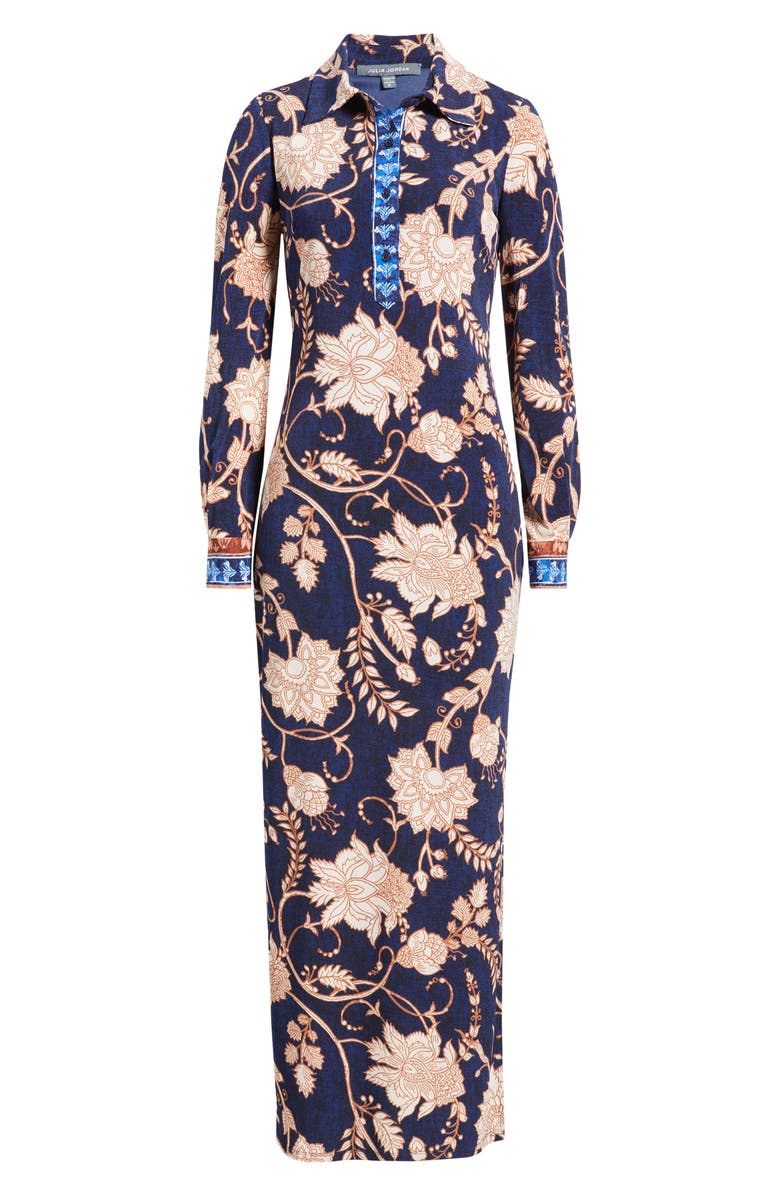 Julia Jordan Floral Print Long Sleeve Dress, Alternate, color, Navy Multi