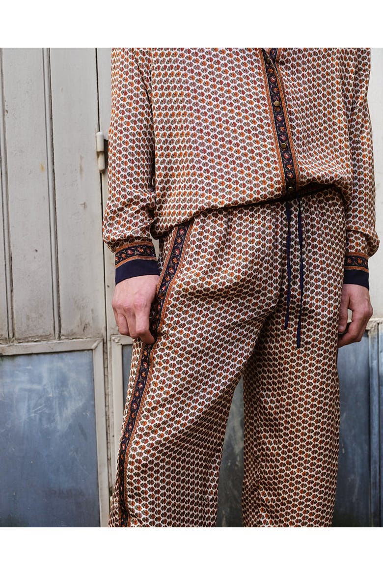 Embossed Botanical Crepe Pant, Alternate, color, Copper