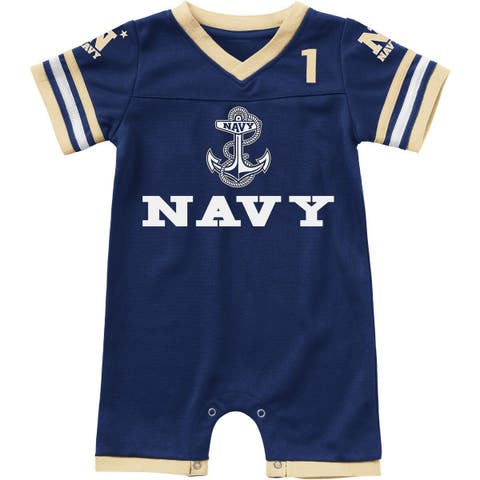 Newborn & Infant Colosseum Navy Navy Midshipmen Bumpo Football Logo Romper
