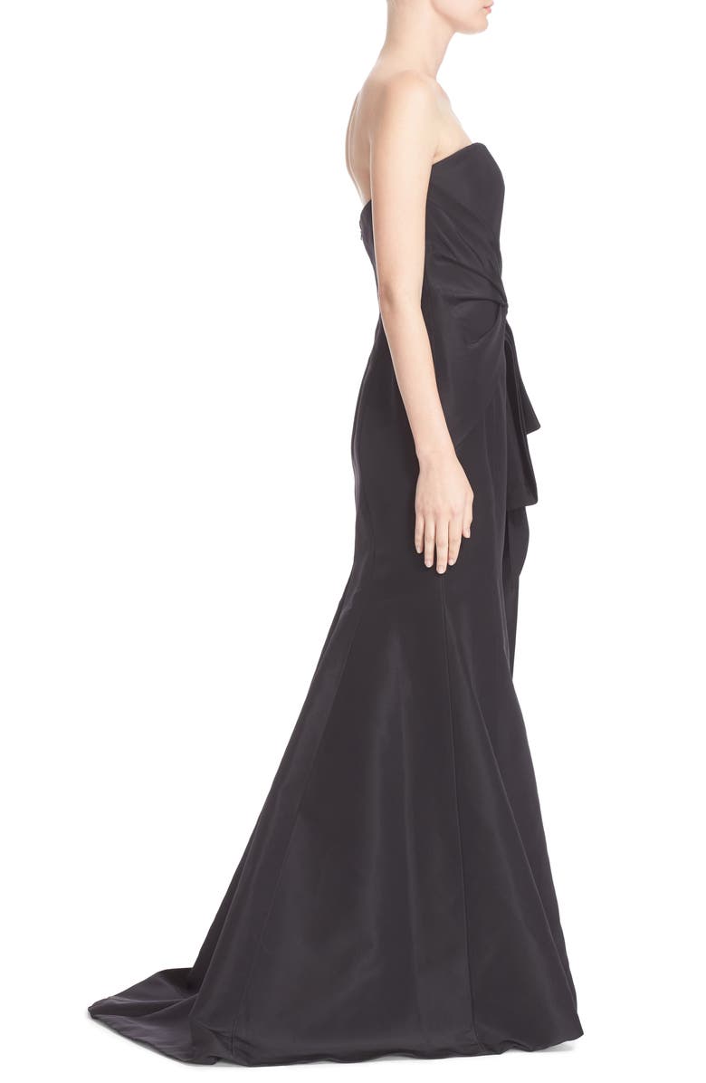 Carolina Herrera Bow Detail Strapless Silk Faille Gown, Alternate, color, 
