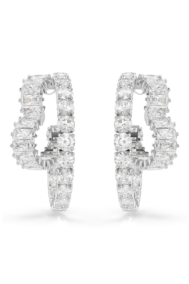 Matrix Heart Hoop Earrings, Alternate, color, WHITE