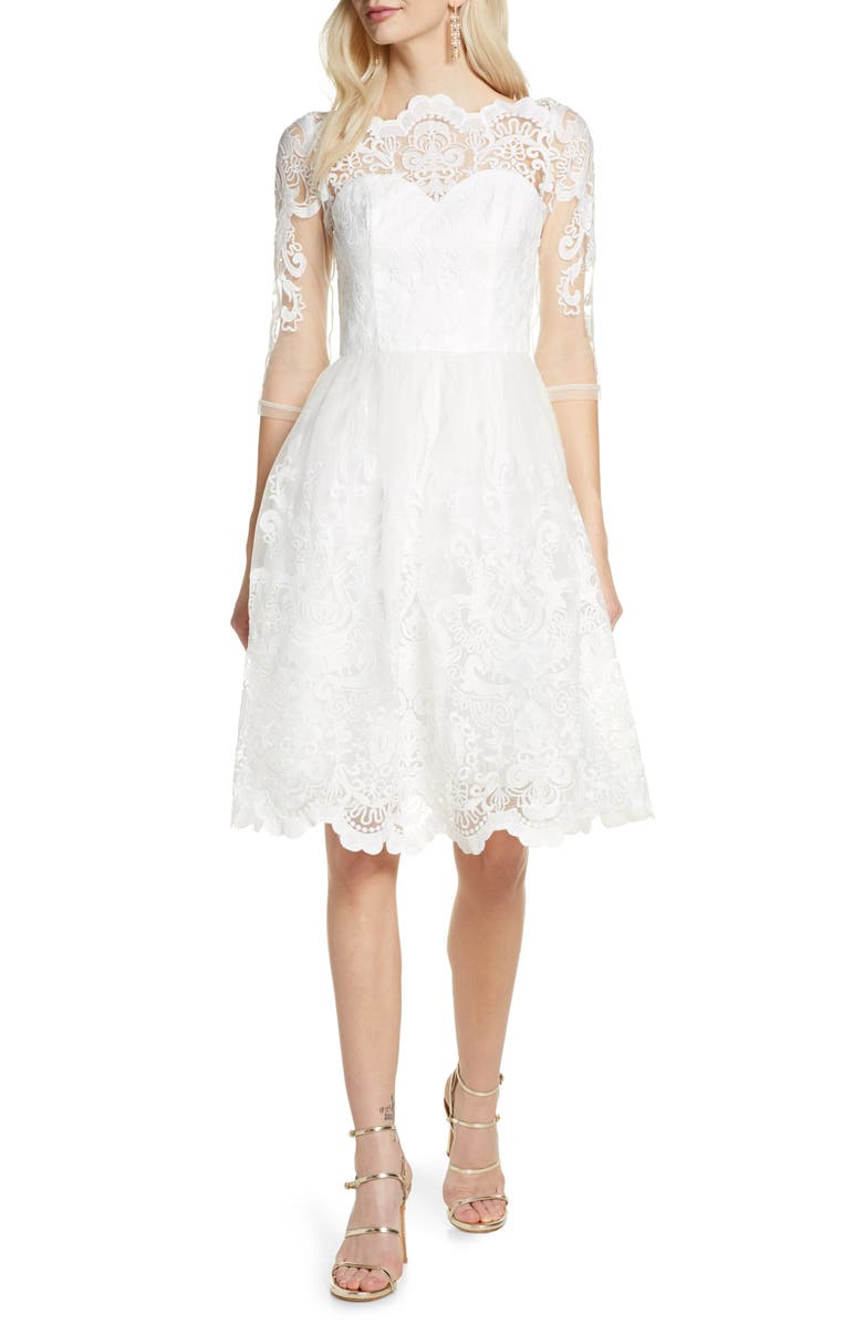 Chi Chi London Flora Embroidered Tulle Cocktail Dress, Main, color,