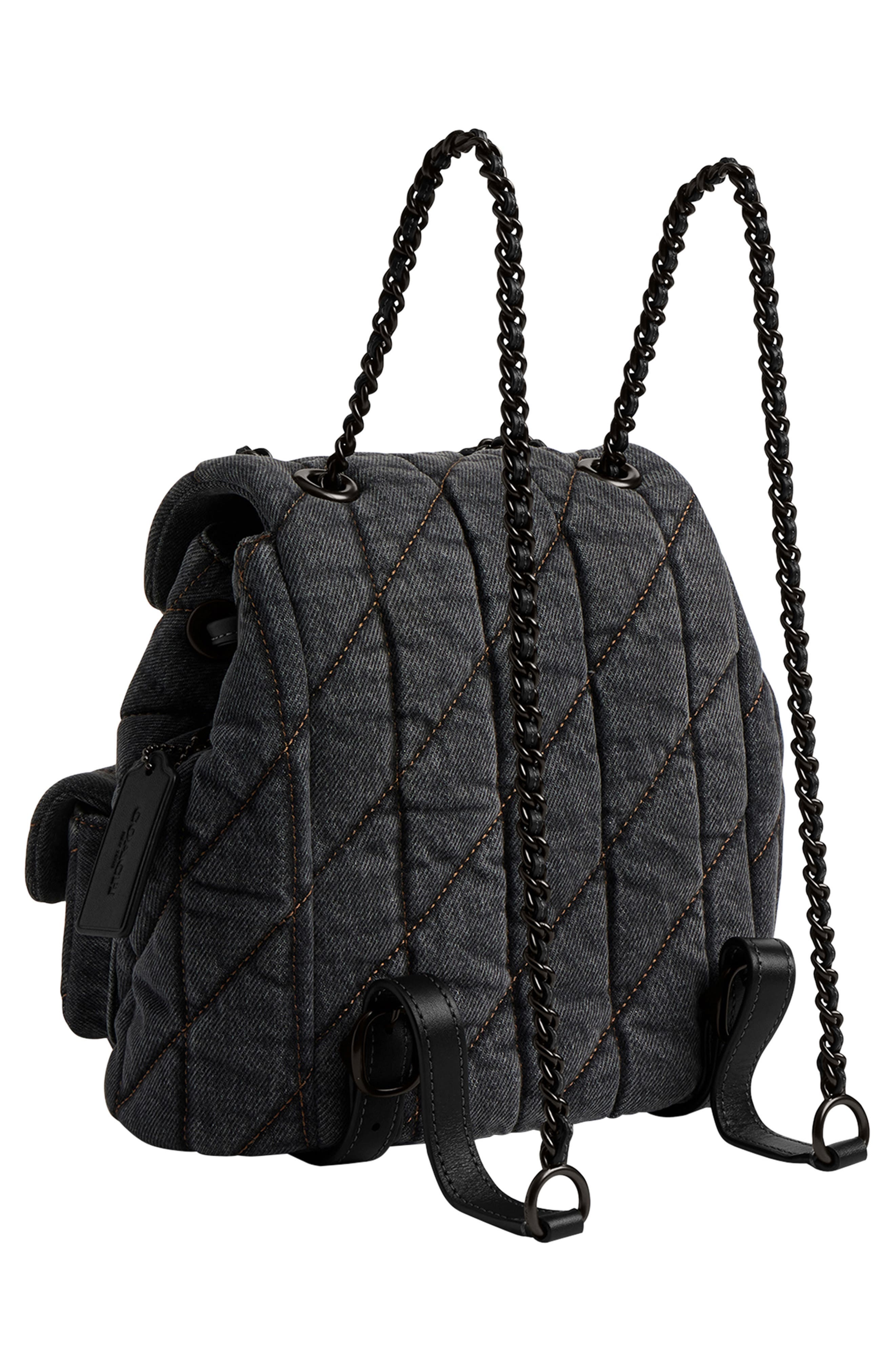 COACH Tabby Quilted Denim Backpack, Alternate, color, 