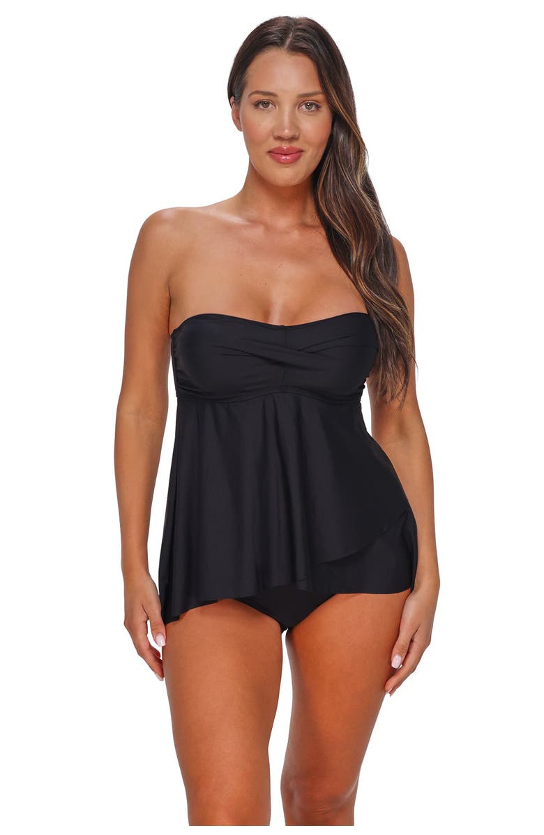 Sunsets Escape Molly Bandeau Tankini Swimsuit Top, Alternate, color, Black