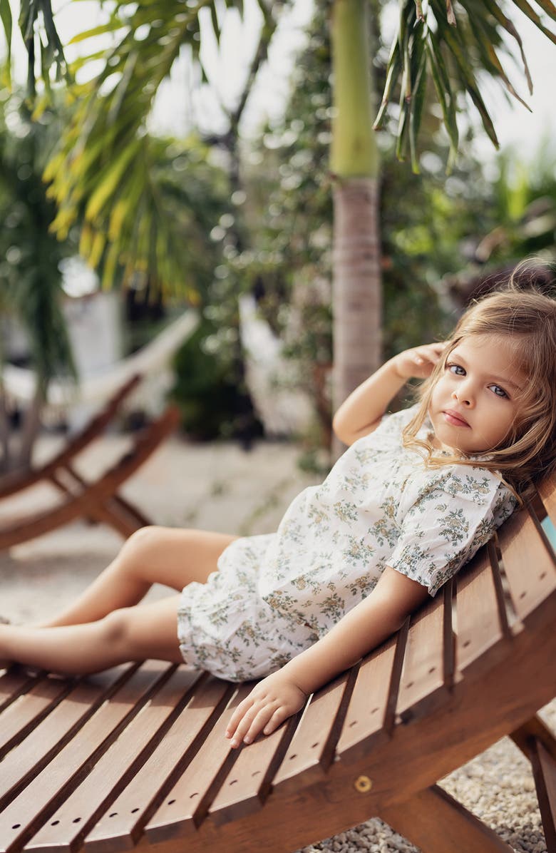 Manière Floral Smocked Short Sleeve Top & Bloomers Set, Alternate, color, 