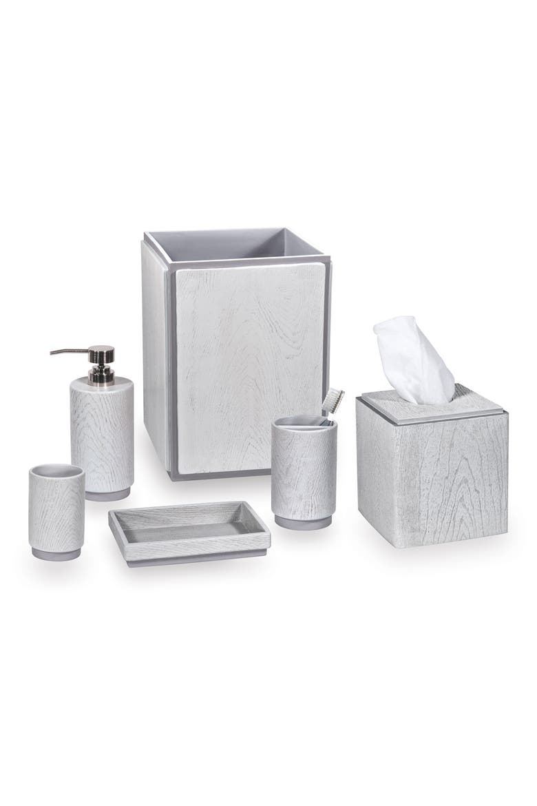 Grey Wood 4-Piece Bath Set, Main, color, GREY