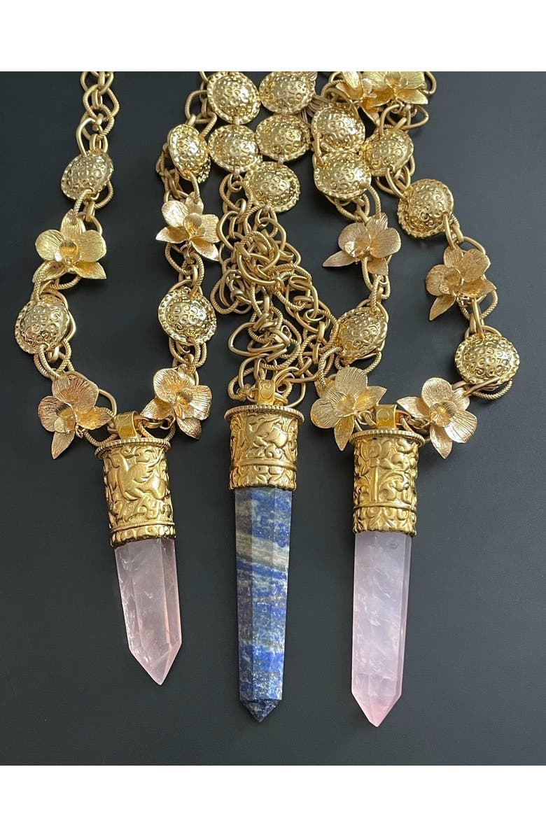 Lunaversoul Sundara Rose Quartz Pendant Necklace, Alternate, color, Gold