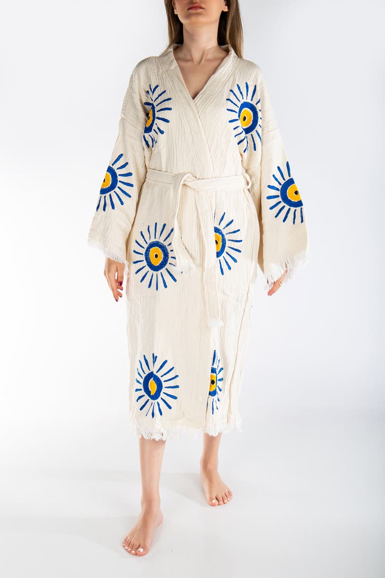 Solara Handmade Cotton Boho Robe Cover-Up, Alternate, color, Off-White