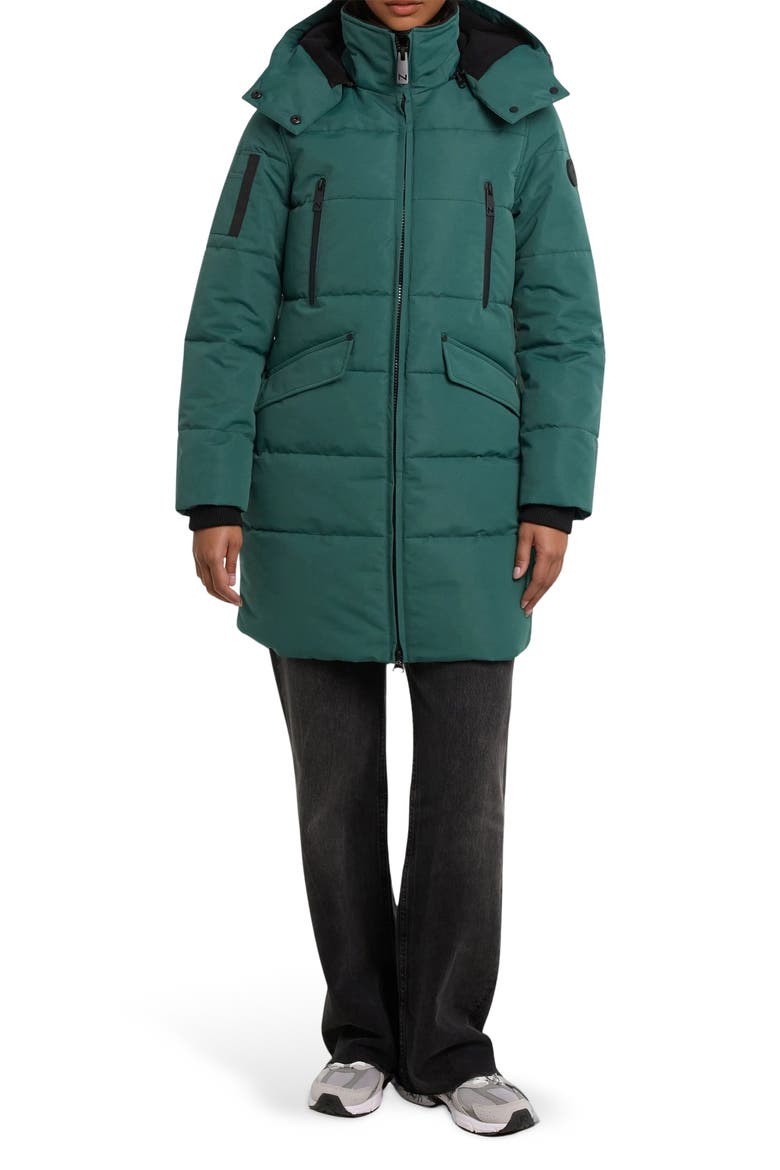 Addie Water Resistant Quilted Hooded Parka, Main, color, GREEN