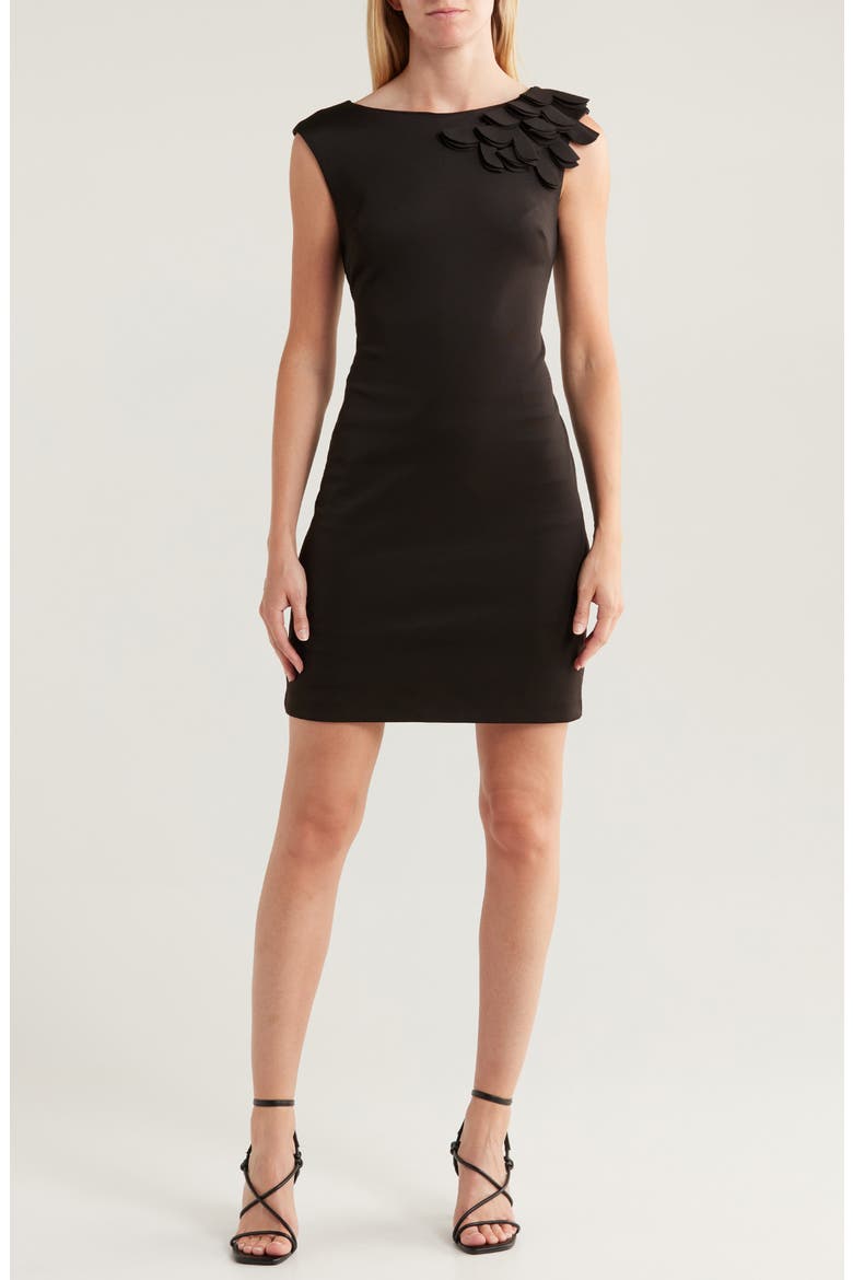 Floral Sleeveless Sheath Dress, Main, color, BLACK
