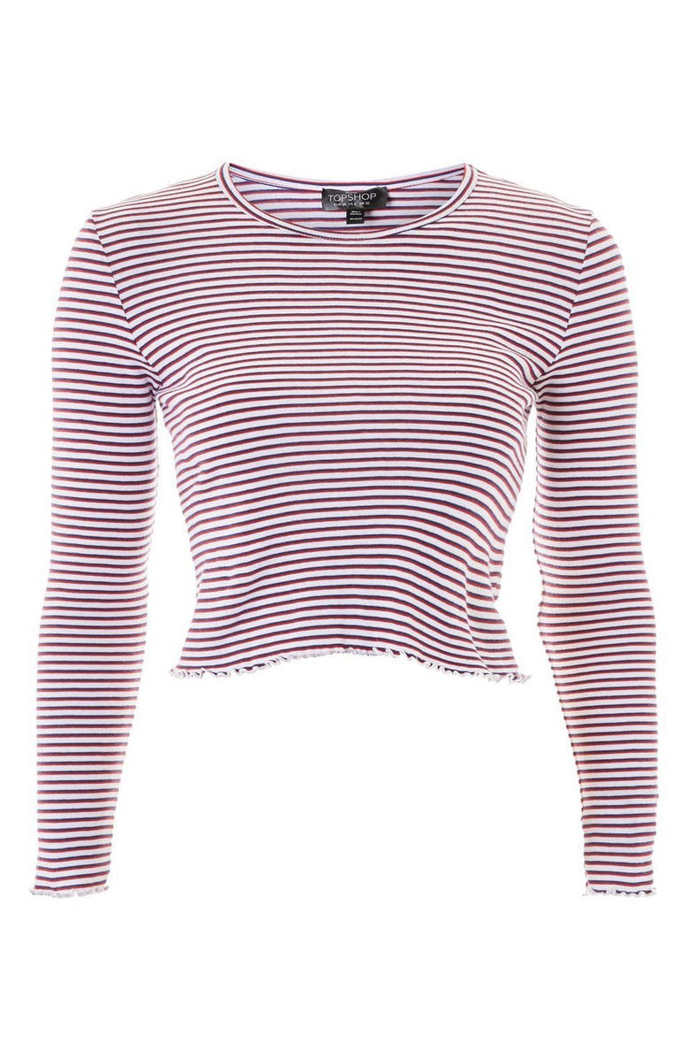 Topshop Lettuce Edge Stripe Tee, Alternate, color,