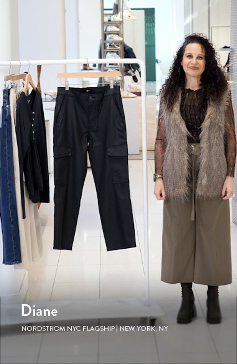 Logan Coated High Waist Ankle Straight Leg Cargo Pants, sales video thumbnail